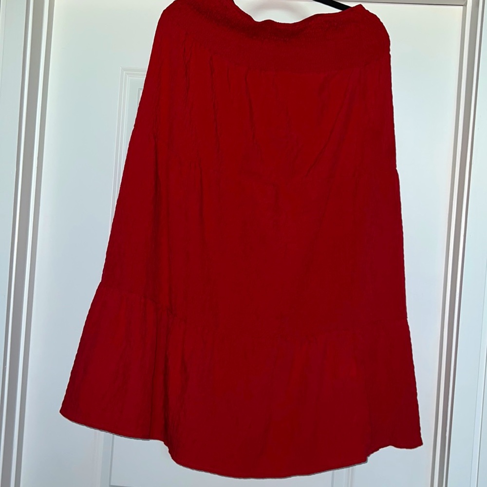 Red two piece skirt set